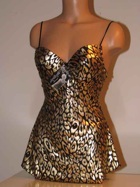 Gold and black print  babydoll lingerie